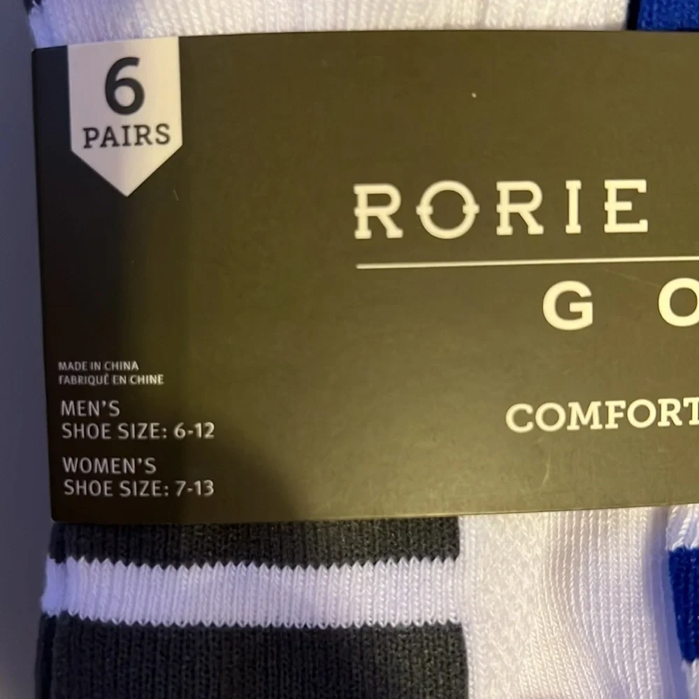 NEW Rorie Whelan Comfort Golf Socks 6 Pairs Men 6-12 Women’s 7-13